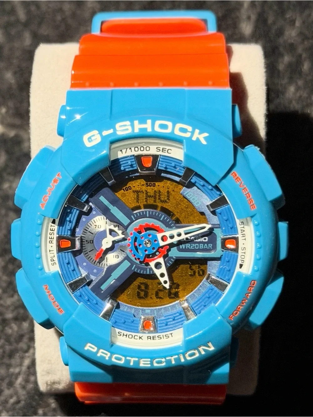 G-Shock Blue and Orange Sport Watch with Multi-Function Dial